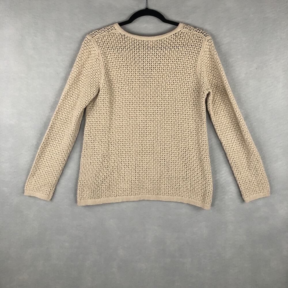 J. Jill Tie Front Sweater Loose Knit Cream Women's XS - Picture 6 of 8